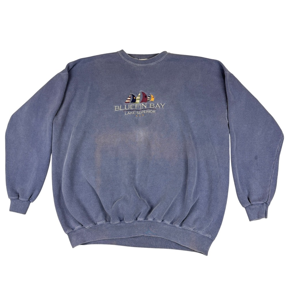 VTG Oarsman 913 Bluefin Bay Sweatshirt Men 2XL Sailing Lake USA Made Y2K